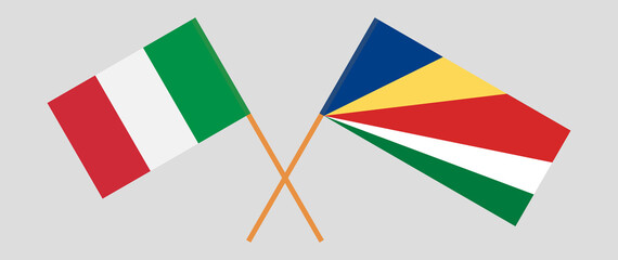 Crossed flags of Italy and Seychelles