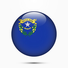 Nevada flag vector circle shape button. Clear circle isolated Nevada flag background button. Transparent glossy glass button. Vector Illustration