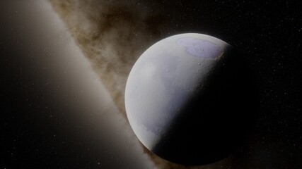 Naklejka premium Planets and galaxy, science fiction wallpaper. Beauty of deep space. Billions of galaxy in the universe Cosmic art background 3d render 