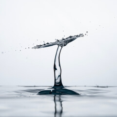 Freeze water liquid drop splash on pure background