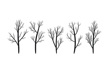 Trees without leaves black on white isolate. Vector stock illustration eps10.