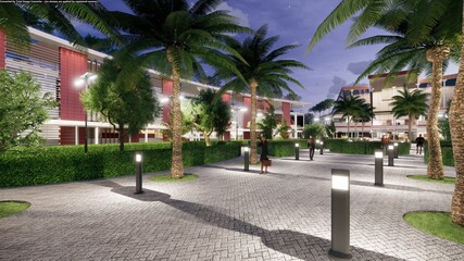Obraz premium diseño exterior plaza gubernamental. / 3d rendering .