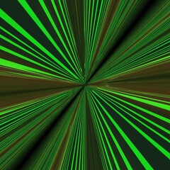 3D illustration designs neon green pattern to vanishing point on a black background