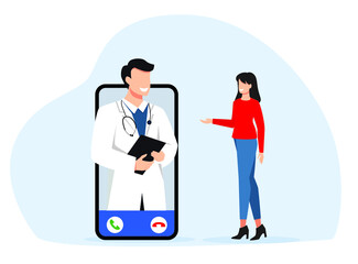 Online consultation of a general practitioner. Smartphone with a therapist in a chat and online consultation