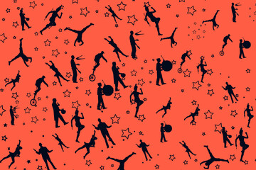 Acrobats in a Chinese new year with stars.