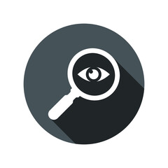 Analysis icon. Icon eye with a magnifying glass. Observation sign