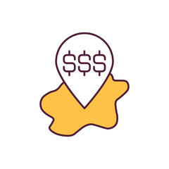 Eco banking RGB color icon. Special area development and investment. Ecology concept. Climate change and justice. Global warming. Sustainable living. Eco friendly. Isolated vector illustration