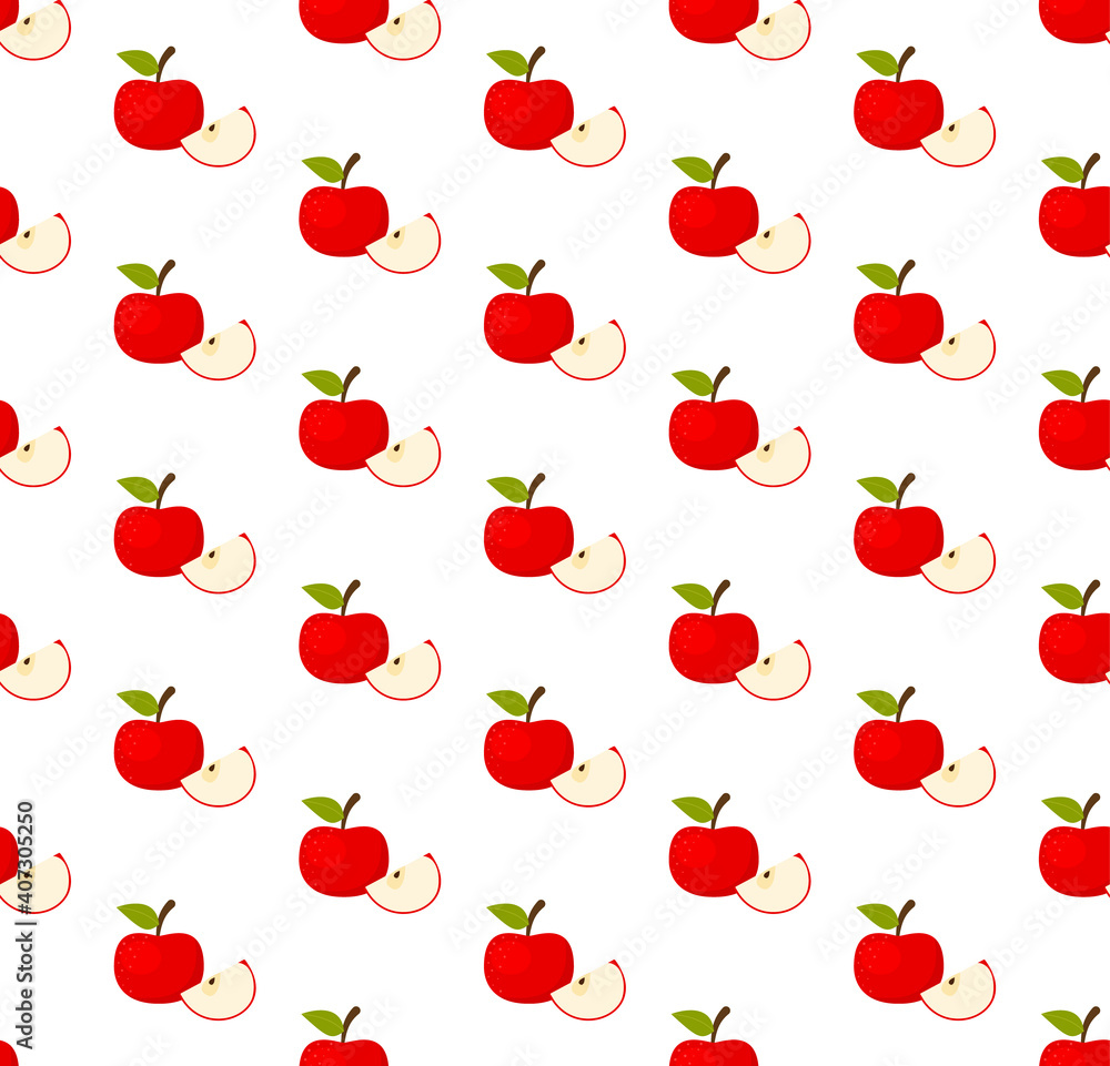 Poster seamless vector apples patternvector seamless pattern in apples on a white background