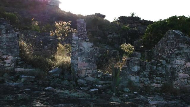 aerial view of old houses in Igatu, bedrock, chapada diamantina, bahia, brazil