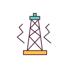 Fossil energy orange RGB color icon. Environmental pollution. Harmful emissions into the atmosphere. Climate change. Global warming. Mining of oil and gas. Isolated vector illustration