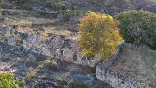aerial view of old houses in Igatu, bedrock, chapada diamantina, bahia, brazil