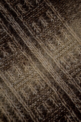 The texture of a woolen knitted fabric with a pattern.