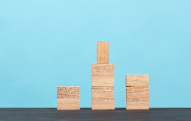 Wooden block stacking as step stair