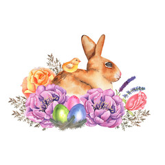 Watercolor Hand Drawn Easter Illustration