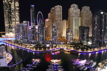 Naklejka premium Dubai nightlife, Dubai marina walk, JBR