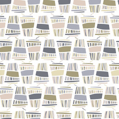 Seamless vector illustration pattern design of lined ornamental coffee latte cup in pastel