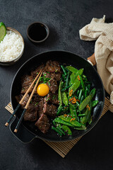 Homemade Barbecue Korean Beef Bulgogi, grilled beef steak with spicy sauce