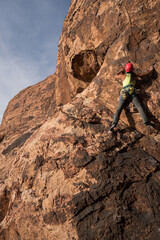 Woman Rock Climbing Red Rock