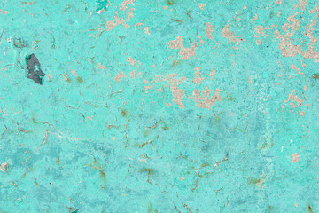 Texture of old turquoise paint on metal
