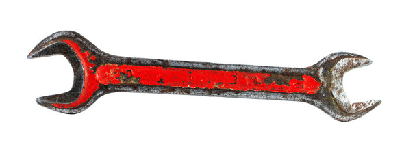 Vintage spanner isolated on white background