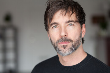 Mature man looking up. Positive emotion. Dreaming 