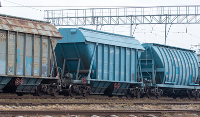 Old railway cars at the railway station