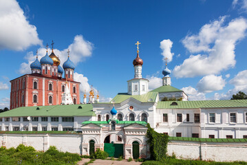 View of the Assumption Cathedral and the temples of the Ryazan Kremlin. Ryazan, Russia