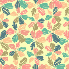 Vector seamless colorful pattern of ornamental abstract floral shapes