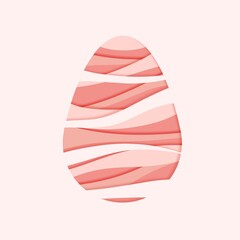 papercut pink Easter egg modern illustration trendy craft style picture 3D effect 