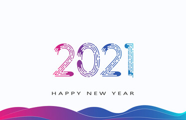 Obraz premium Happy new year 2021, horizontal banner. Brochure or calendar cover design template. Cover of business diary for 20 21 with wishes.