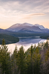 The mountains from Rondane national park during sunset