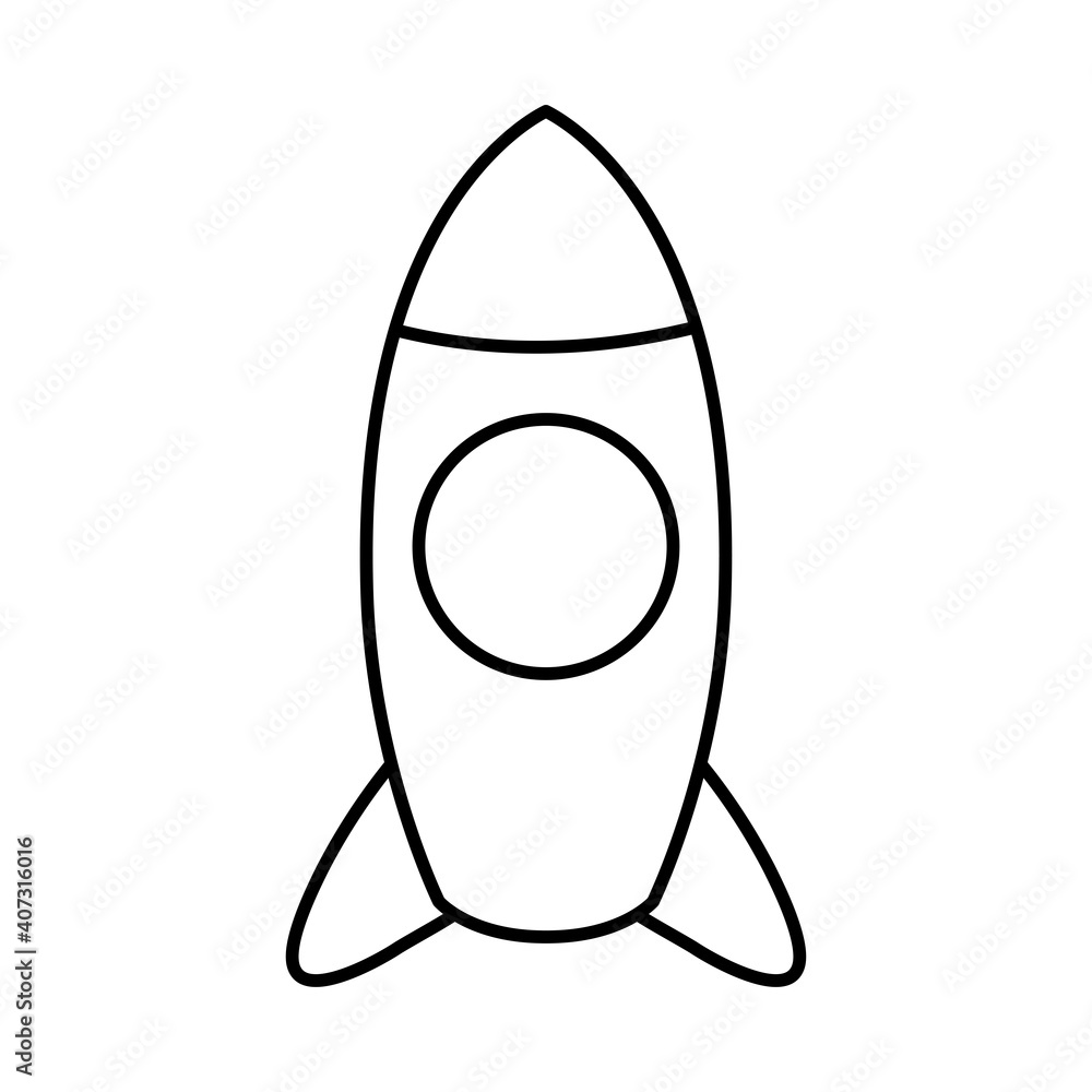 Poster space rocket icon, line style