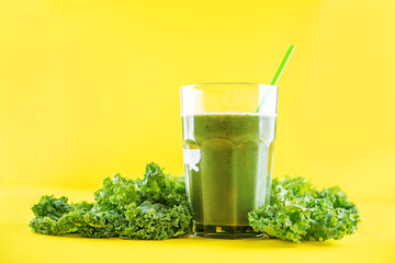 Kale banana smoothie in a glass