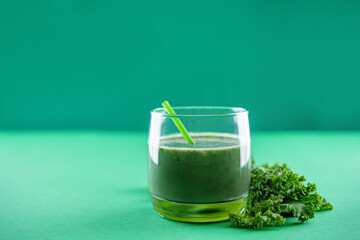 Kale banana smoothie in a glass