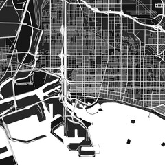 LongBeach, UnitedStates dark vector art map