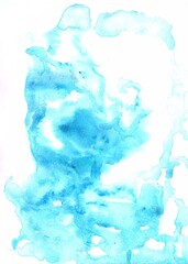 Light blue watercolor background with smudges
