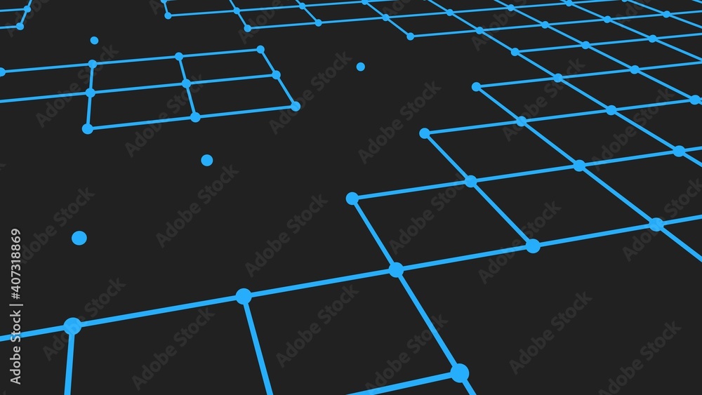 Poster abstract blue-gray background of lines and dots. rendering.