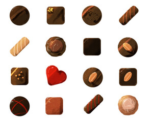 チョコレート　アソート　バラ　水彩風