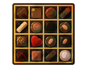 チョコレート　アソート　水彩風