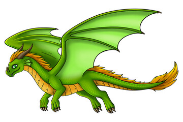 Green flying dragon cartoon