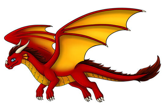 Red flying dragon cartoon