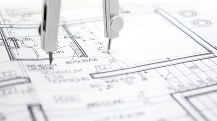 Architekturplan mit Fokus auf Zirkel