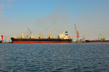 Samsun port. Loading cargo or unloading cargo to the ship.