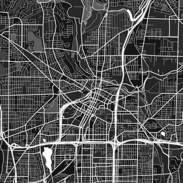 Akron, UnitedStates dark vector art map