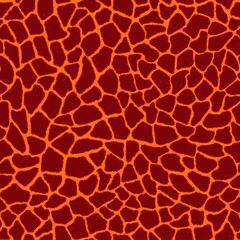 Giraffe skin color seamless pattern with fashion animal print for continuous replicate. Chaotic mosaic burgundy pieces on orange background. Wrapping paper, funny textile fabric print,design,decor