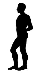 The male silhouette stands sideways. Vector drawing