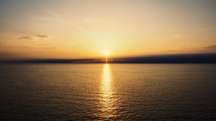 Perfect sunset on the opened sea
