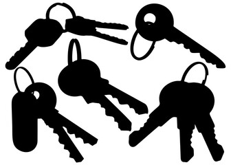 Keys for office, home, and car keys in a set.