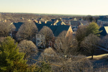 Townhouses from above in winter