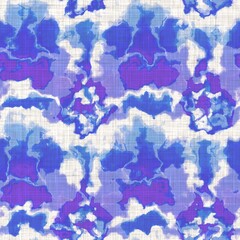 Azure blue glitch geo linen texture background. Seamless abstract textile effect. Distressed aqua water dye pattern. Coastal cottage beachhome decor. Modern marine sailor fashion repeat cotton cloth